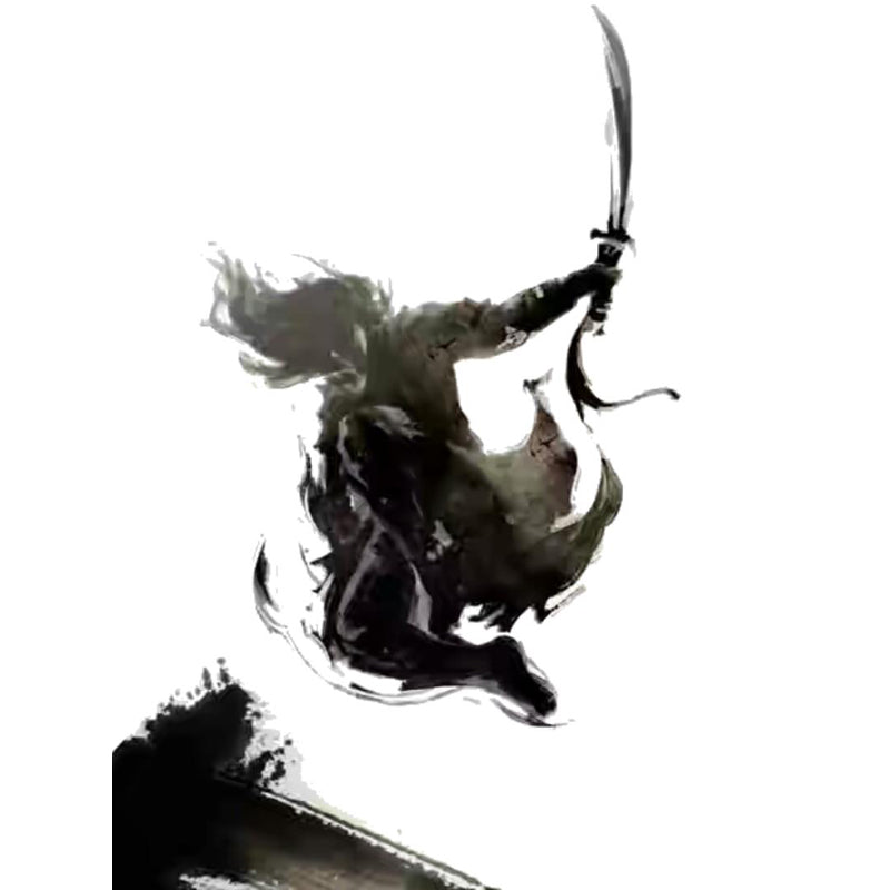 Black Swordsman Mural Decal for Decoration Contemporary Living Room Wall Covering Clearhalo 'Wall Decor' 'Wall Mural' 1863719