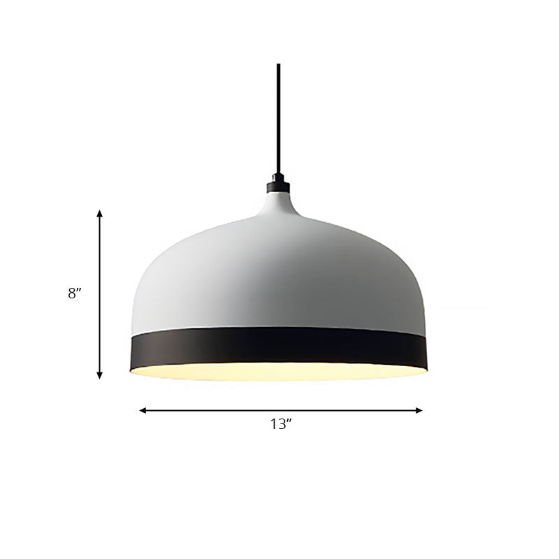 Metal Domed Hanging Light Fixture 1 Light Modern Simple Suspension Lamp in Black and White Clearhalo 'Ceiling Lights' 'Modern Pendants' 'Modern' 'Pendant Lights' 'Pendants' Lighting' 186372