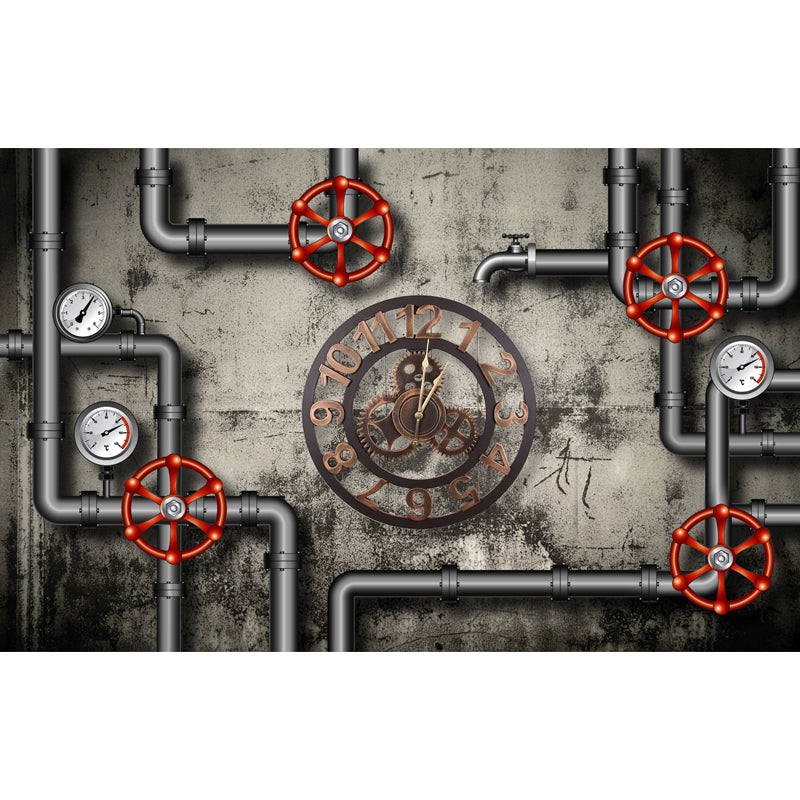 Steampunk Metal Wall Paper Mural for Boys Bedroom Customized Wall Art in Dark Color Clearhalo 'Wall Decor' 'Wall Mural' 1864549