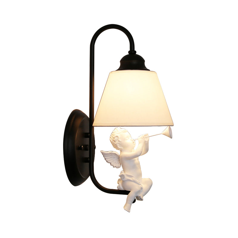 Child Bedroom Little Angel Wall Light with Tapered Shade Metal Single Head Sconce Light Clearhalo 'Wall Lamps & Sconces' 'Wall Lights' Lighting' 186456