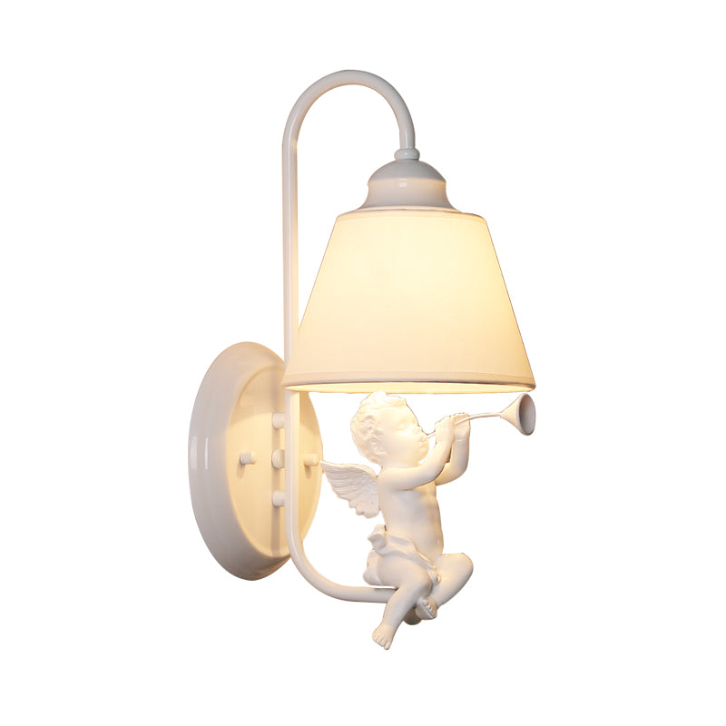 Child Bedroom Little Angel Wall Light with Tapered Shade Metal Single Head Sconce Light Clearhalo 'Wall Lamps & Sconces' 'Wall Lights' Lighting' 186460