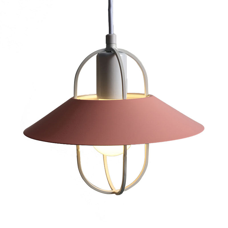 Contemporary 1 Light Hanging Light with Metal Shade Black/Pink/White Lantern Suspension Light Clearhalo 'Ceiling Lights' 'Modern Pendants' 'Modern' 'Pendant Lights' 'Pendants' Lighting' 186479