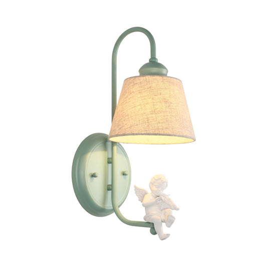 1 Light Angel Sconce Light with Tapered Shade Nordic Metal Wall Lamp in Green for Living Room Clearhalo 'Wall Lamps & Sconces' 'Wall Lights' Lighting' 186487