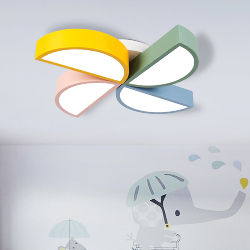 Metal Toy Windmill Ceiling Light Nursing Room Cartoon Multi-Color Flush Ceiling Light Black-Blue-Yellow Clearhalo 'Ceiling Lights' 'Close To Ceiling Lights' 'Close to ceiling' 'Flush mount' Lighting' 186489