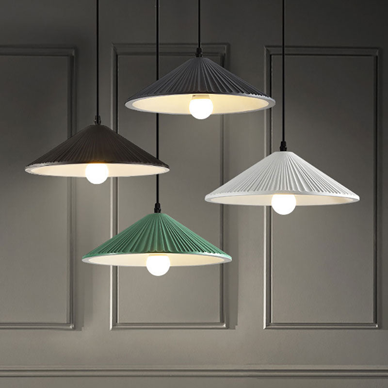 Hat Ceiling Pendant Light Modernism Resin 1 Light 8"/12.5"/16" Dia Grey/White/Black Hanging Lamp Kit Clearhalo 'Ceiling Lights' 'Modern Pendants' 'Modern' 'Pendant Lights' 'Pendants' Lighting' 186502