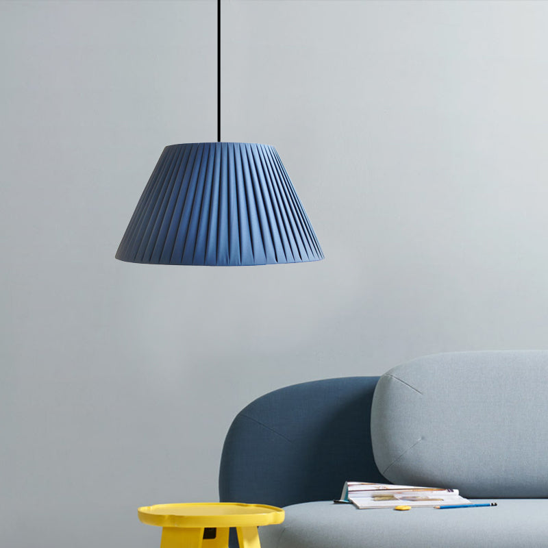 Nordic Style Suspension Light Fold Tapered Shade 1 Bulb Fabric Hanging Light for Restaurant Dark Blue Clearhalo 'Ceiling Lights' 'Pendant Lights' 'Pendants' Lighting' 186519_651a523f-1fa1-462a-8040-600314e6eaf7