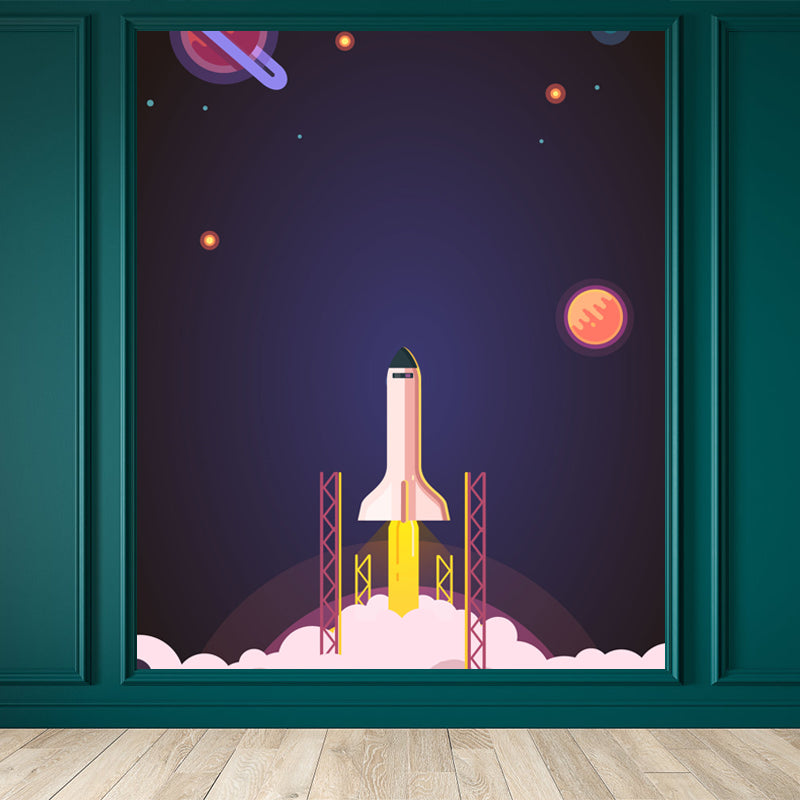 Soft Color Children's Art Mural Wallpaper Huge Space Scene Wall Covering for Dining Room Clearhalo 'Wall Decor' 'Wall Mural' 1865234