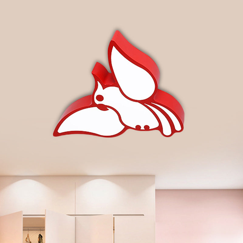 Acrylic Flying Parrot Flush Light Children Style Red/Pink/Blue LED Flush Mount Ceiling Fixture Red Clearhalo 'Ceiling Lights' 'Close To Ceiling Lights' 'Close to ceiling' 'Flush mount' Lighting' 1865322