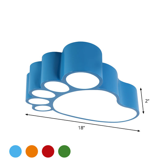 Acrylic Footstep-Like LED Flush Mount Lamp Kids Red/Yellow/Blue Flush Ceiling Light Fixture for Kindergarten Clearhalo 'Ceiling Lights' 'Close To Ceiling Lights' 'Close to ceiling' 'Flush mount' Lighting' 1865342