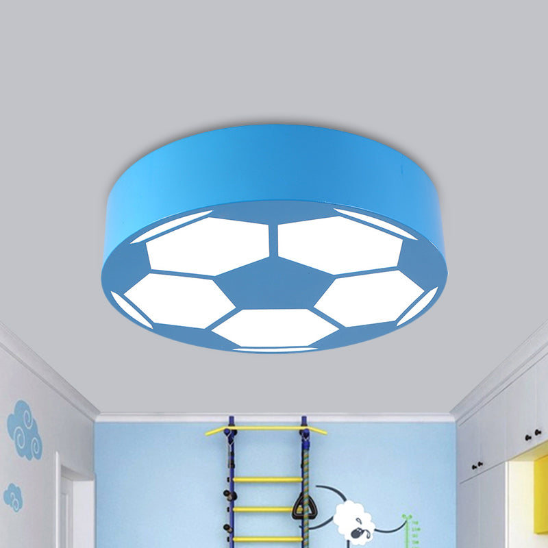 Red/Yellow/Blue Football Flushmount Children-Style LED Metal Flush Ceiling Light Fixture with Acrylic Shade Blue Clearhalo 'Ceiling Lights' 'Close To Ceiling Lights' 'Close to ceiling' 'Flush mount' Lighting' 1865355