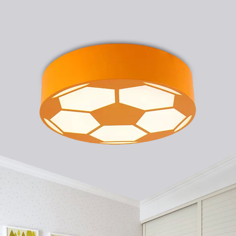 Red/Yellow/Blue Football Flushmount Children-Style LED Metal Flush Ceiling Light Fixture with Acrylic Shade Yellow Clearhalo 'Ceiling Lights' 'Close To Ceiling Lights' 'Close to ceiling' 'Flush mount' Lighting' 1865359