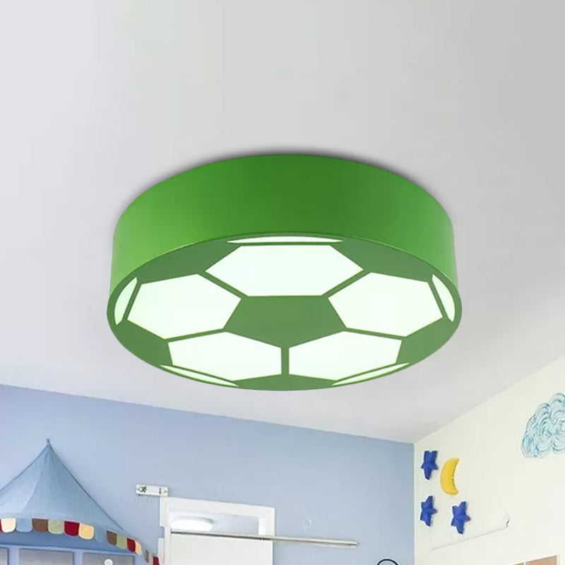 Red/Yellow/Blue Football Flushmount Children-Style LED Metal Flush Ceiling Light Fixture with Acrylic Shade Green Clearhalo 'Ceiling Lights' 'Close To Ceiling Lights' 'Close to ceiling' 'Flush mount' Lighting' 1865363