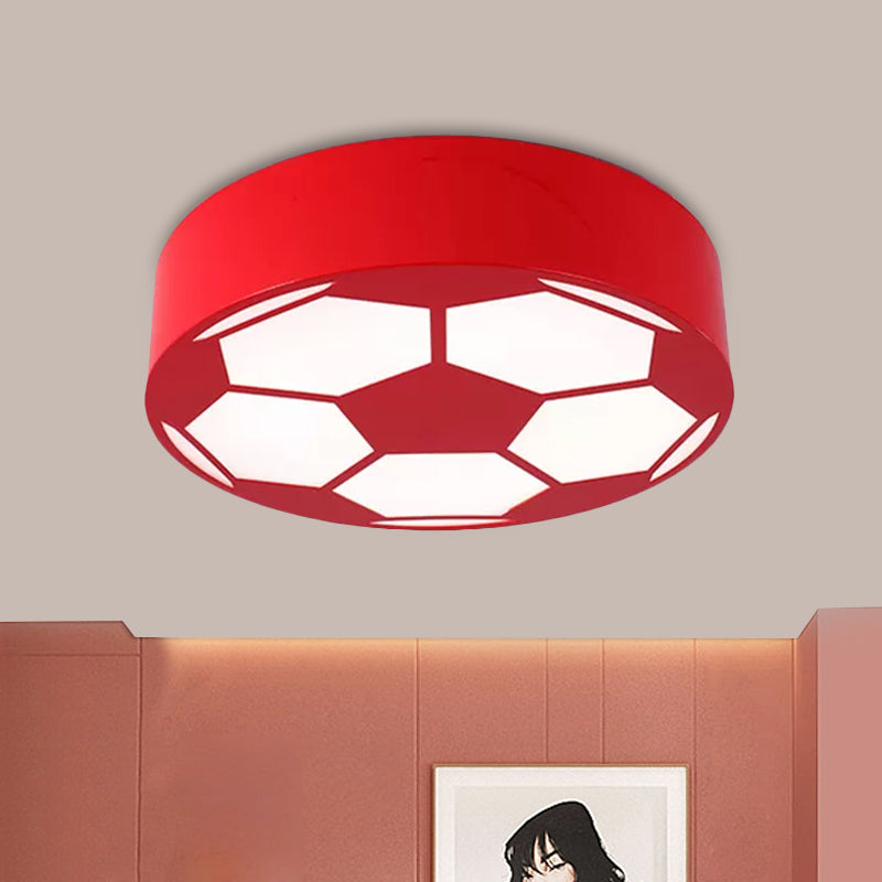 Red/Yellow/Blue Football Flushmount Children-Style LED Metal Flush Ceiling Light Fixture with Acrylic Shade Red Clearhalo 'Ceiling Lights' 'Close To Ceiling Lights' 'Close to ceiling' 'Flush mount' Lighting' 1865371