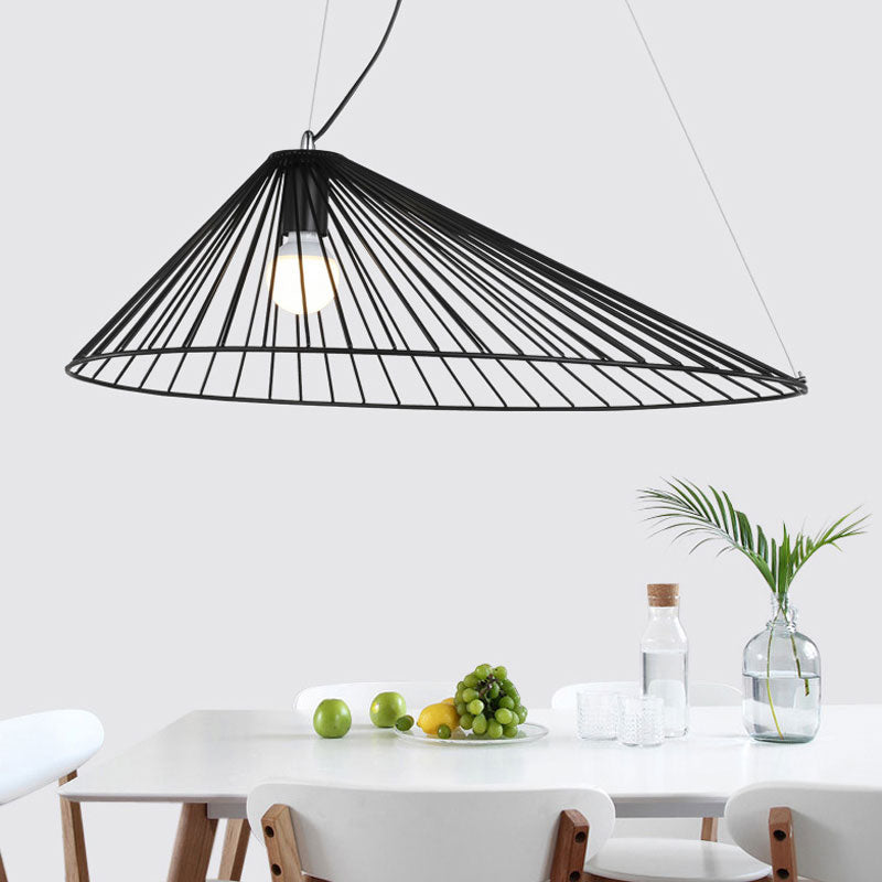 Wire Caged Drop Ceiling Light 1 Bulb Modern Simple Hanging Pendant in Black for Dining Room Clearhalo 'Ceiling Lights' 'Modern Pendants' 'Modern' 'Pendant Lights' 'Pendants' Lighting' 186539