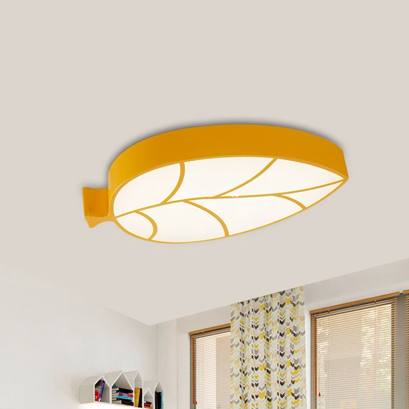 Children LED Flush Mount Fixture with Acrylic Shade Red/Pink/Yellow Leaf-Like Ceiling Lighting in Warm/White Light Yellow Clearhalo 'Ceiling Lights' 'Close To Ceiling Lights' 'Close to ceiling' 'Flush mount' Lighting' 1865392