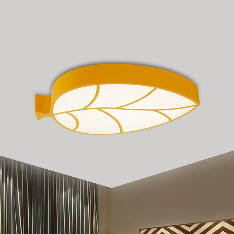 Children LED Flush Mount Fixture with Acrylic Shade Red/Pink/Yellow Leaf-Like Ceiling Lighting in Warm/White Light Clearhalo 'Ceiling Lights' 'Close To Ceiling Lights' 'Close to ceiling' 'Flush mount' Lighting' 1865393