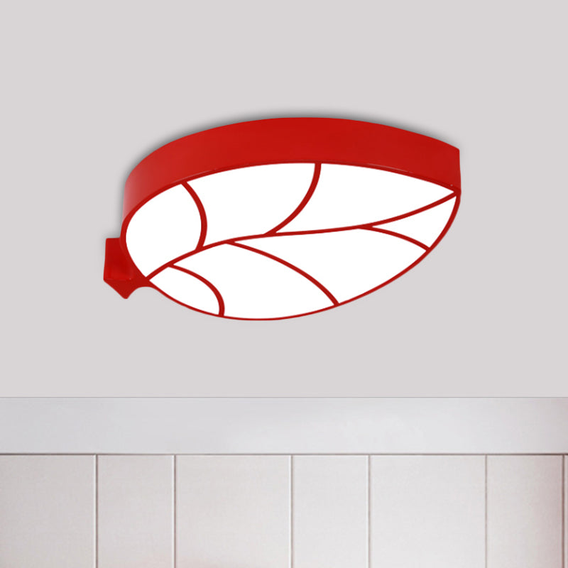 Children LED Flush Mount Fixture with Acrylic Shade Red/Pink/Yellow Leaf-Like Ceiling Lighting in Warm/White Light Red Clearhalo 'Ceiling Lights' 'Close To Ceiling Lights' 'Close to ceiling' 'Flush mount' Lighting' 1865396