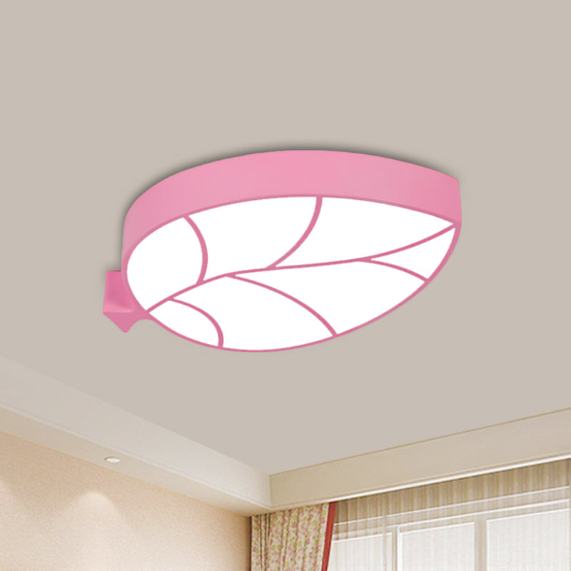 Children LED Flush Mount Fixture with Acrylic Shade Red/Pink/Yellow Leaf-Like Ceiling Lighting in Warm/White Light Pink Clearhalo 'Ceiling Lights' 'Close To Ceiling Lights' 'Close to ceiling' 'Flush mount' Lighting' 1865400