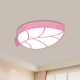 Children LED Flush Mount Fixture with Acrylic Shade Red/Pink/Yellow Leaf-Like Ceiling Lighting in Warm/White Light Pink Clearhalo 'Ceiling Lights' 'Close To Ceiling Lights' 'Close to ceiling' 'Flush mount' Lighting' 1865400