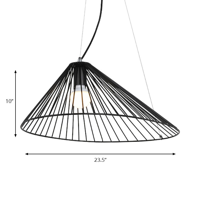 Wire Caged Drop Ceiling Light 1 Bulb Modern Simple Hanging Pendant in Black for Dining Room Clearhalo 'Ceiling Lights' 'Modern Pendants' 'Modern' 'Pendant Lights' 'Pendants' Lighting' 186541