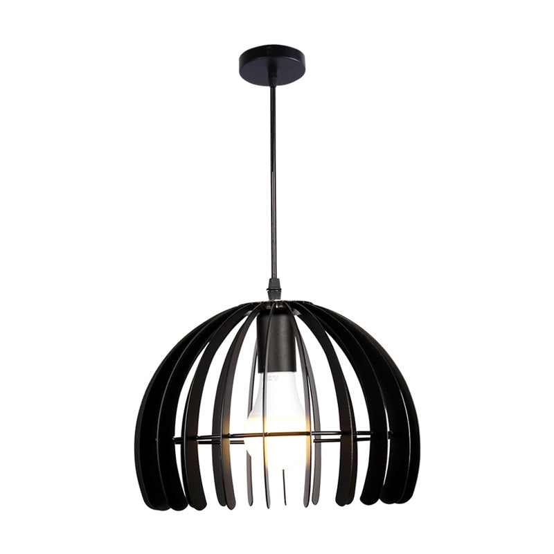 Domed Cage Living Room Hanging Lamp Kit Metal Single Bulb Contemporary Suspension Pendant in Black/White Clearhalo 'Ceiling Lights' 'Modern Pendants' 'Modern' 'Pendant Lights' 'Pendants' Lighting' 1865410