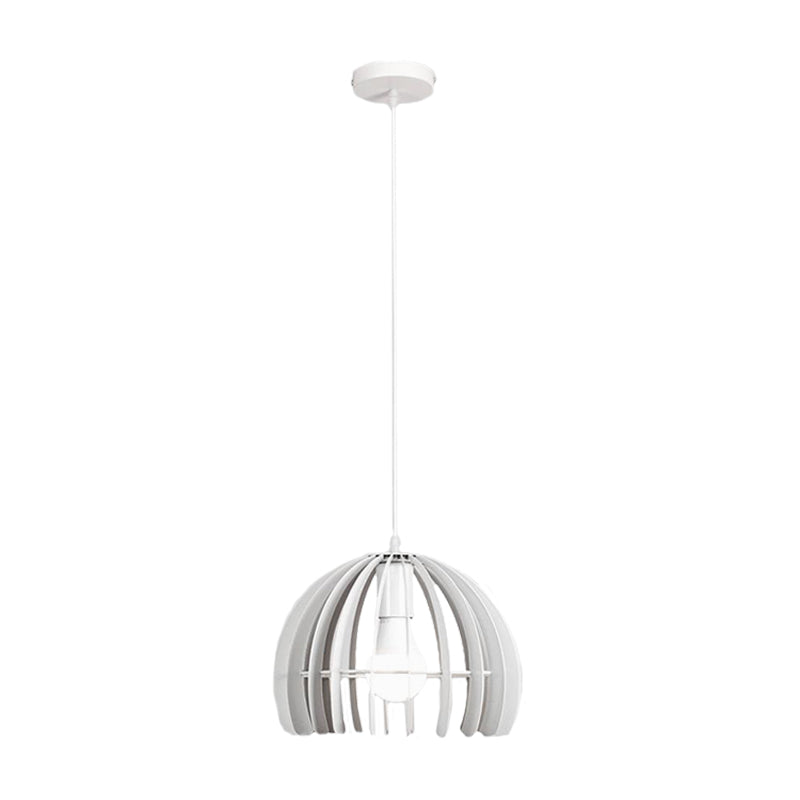 Domed Cage Living Room Hanging Lamp Kit Metal Single Bulb Contemporary Suspension Pendant in Black/White Clearhalo 'Ceiling Lights' 'Modern Pendants' 'Modern' 'Pendant Lights' 'Pendants' Lighting' 1865414