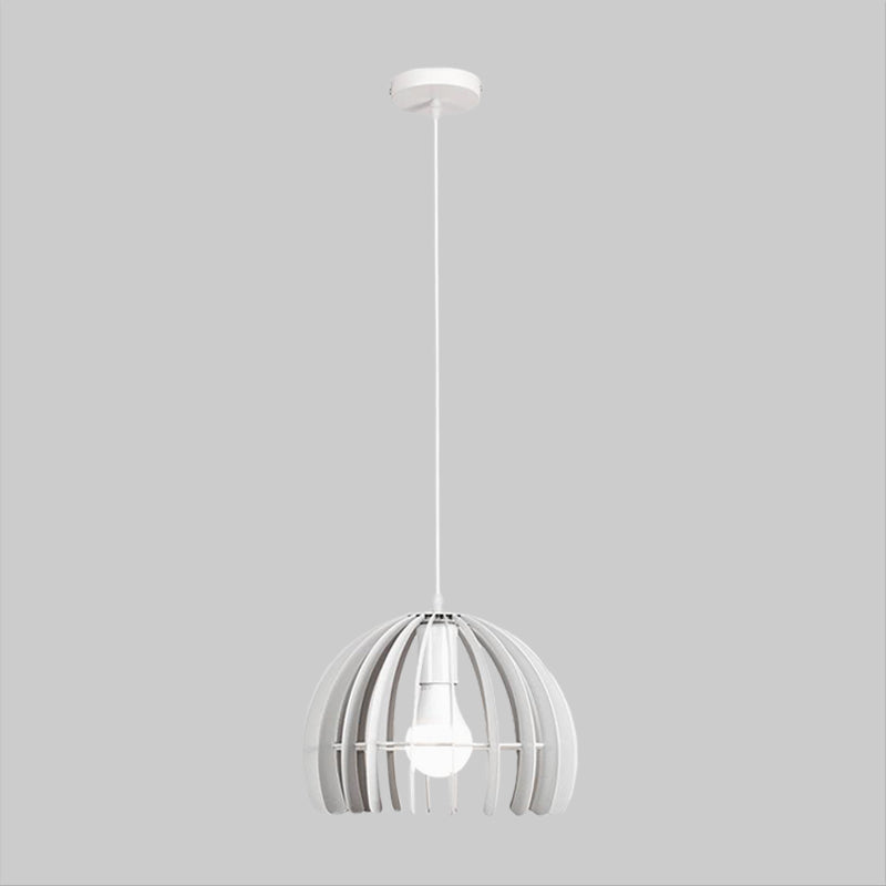 Domed Cage Living Room Hanging Lamp Kit Metal Single Bulb Contemporary Suspension Pendant in Black/White Clearhalo 'Ceiling Lights' 'Modern Pendants' 'Modern' 'Pendant Lights' 'Pendants' Lighting' 1865415