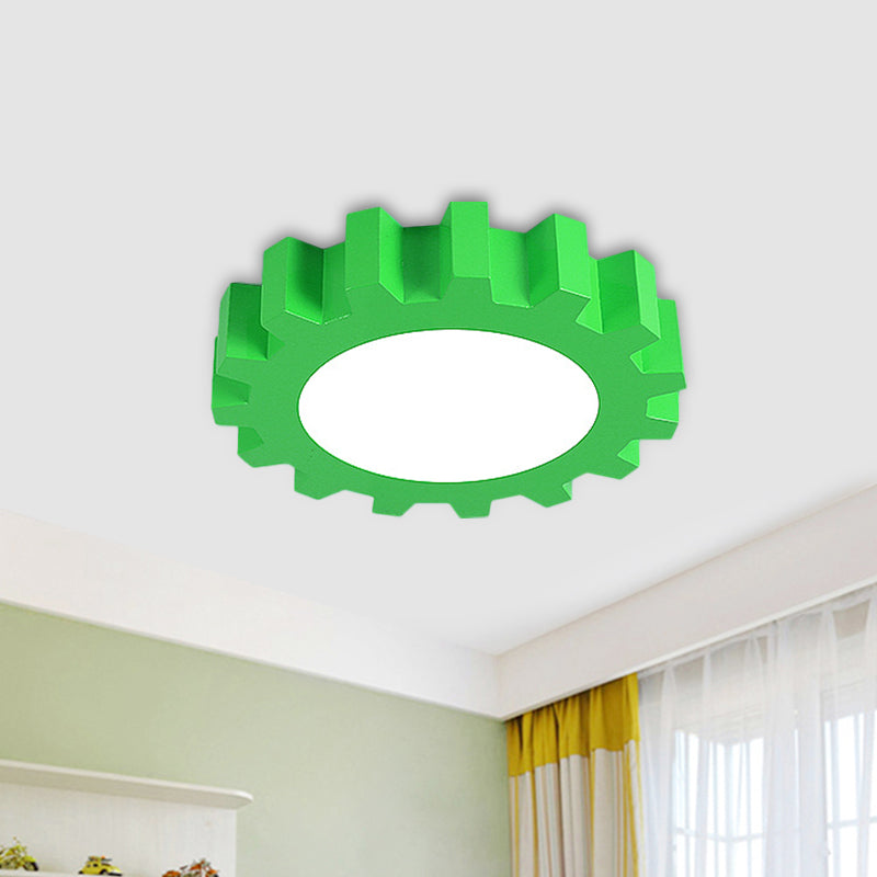 Gear Flush Lighting Kids Metallic Blue/Green LED Surface Mount Ceiling Light with Acrylic Shade Clearhalo 'Ceiling Lights' 'Close To Ceiling Lights' 'Close to ceiling' 'Flush mount' Lighting' 1865421