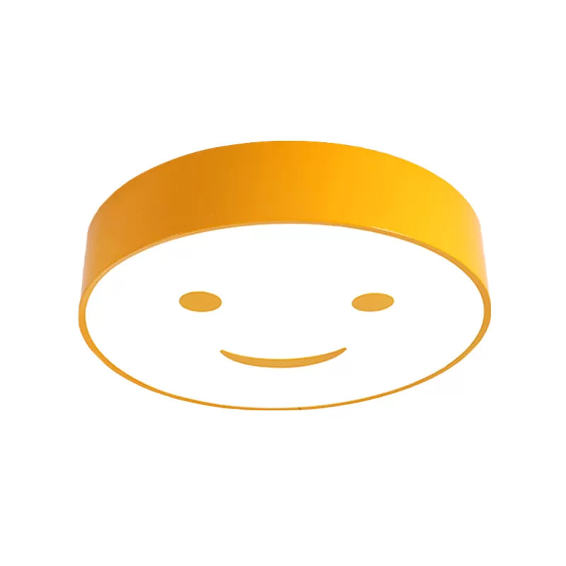 Round Smiling Face LED Flush Mount Light Kids Acrylic Red/Yellow/Blue Close to Ceiling Lamp for Kindergarten Clearhalo 'Ceiling Lights' 'Close To Ceiling Lights' 'Close to ceiling' 'Flush mount' Lighting' 1865426