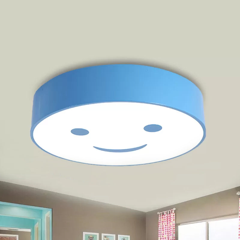 Round Smiling Face LED Flush Mount Light Kids Acrylic Red/Yellow/Blue Close to Ceiling Lamp for Kindergarten Clearhalo 'Ceiling Lights' 'Close To Ceiling Lights' 'Close to ceiling' 'Flush mount' Lighting' 1865429