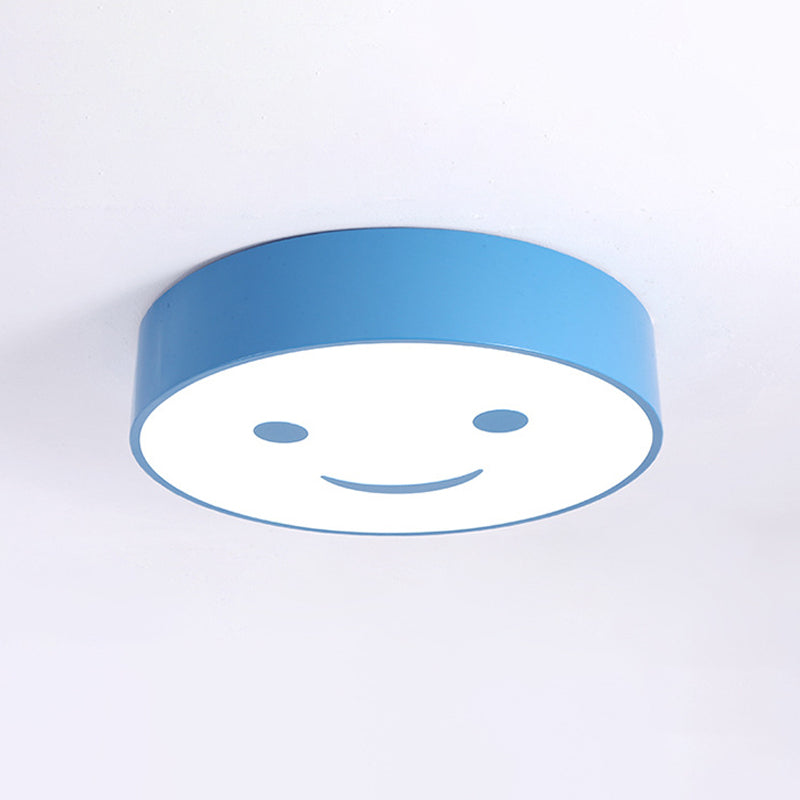 Round Smiling Face LED Flush Mount Light Kids Acrylic Red/Yellow/Blue Close to Ceiling Lamp for Kindergarten Clearhalo 'Ceiling Lights' 'Close To Ceiling Lights' 'Close to ceiling' 'Flush mount' Lighting' 1865431