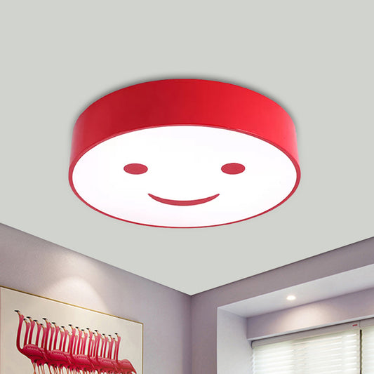 Round Smiling Face LED Flush Mount Light Kids Acrylic Red/Yellow/Blue Close to Ceiling Lamp for Kindergarten Clearhalo 'Ceiling Lights' 'Close To Ceiling Lights' 'Close to ceiling' 'Flush mount' Lighting' 1865433