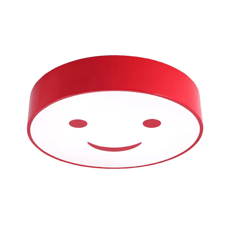 Round Smiling Face LED Flush Mount Light Kids Acrylic Red/Yellow/Blue Close to Ceiling Lamp for Kindergarten Clearhalo 'Ceiling Lights' 'Close To Ceiling Lights' 'Close to ceiling' 'Flush mount' Lighting' 1865434