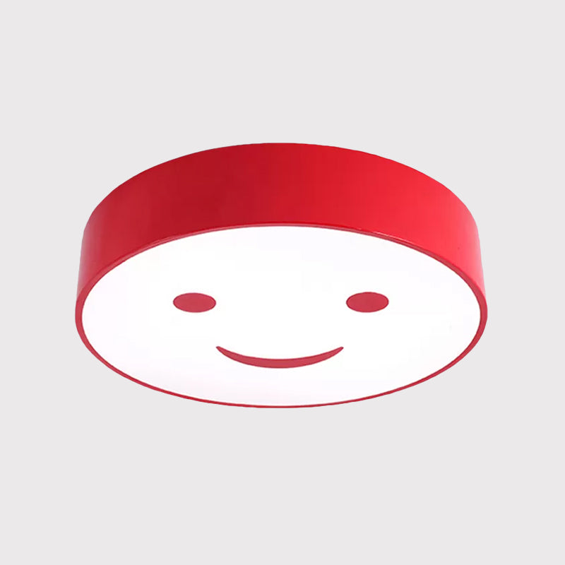 Round Smiling Face LED Flush Mount Light Kids Acrylic Red/Yellow/Blue Close to Ceiling Lamp for Kindergarten Clearhalo 'Ceiling Lights' 'Close To Ceiling Lights' 'Close to ceiling' 'Flush mount' Lighting' 1865435