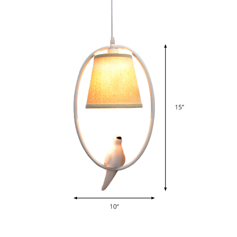 Rustic Stylish Beige Pendant Light Oval 1 Head Metal Ceiling Pendant with Bird for Hotel Clearhalo 'Ceiling Lights' 'Pendant Lights' 'Pendants' Lighting' 186547