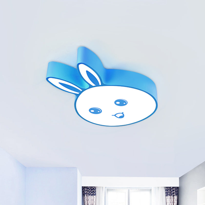 Pink/Yellow/Blue Rabbit Head Lighting Fixture Kids Metallic Flushmount Ceiling Lamp with Acrylic Shade Blue Clearhalo 'Ceiling Lights' 'Close To Ceiling Lights' 'Close to ceiling' 'Flush mount' Lighting' 1865481