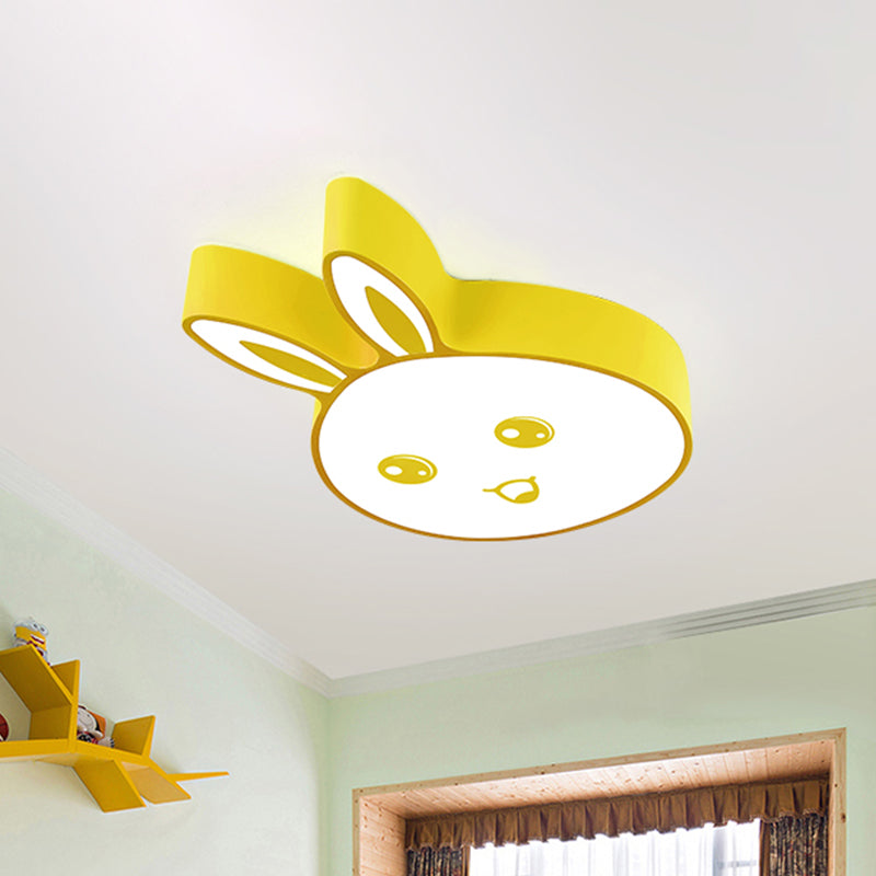 Pink/Yellow/Blue Rabbit Head Lighting Fixture Kids Metallic Flushmount Ceiling Lamp with Acrylic Shade Clearhalo 'Ceiling Lights' 'Close To Ceiling Lights' 'Close to ceiling' 'Flush mount' Lighting' 1865486