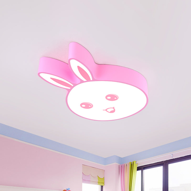 Pink/Yellow/Blue Rabbit Head Lighting Fixture Kids Metallic Flushmount Ceiling Lamp with Acrylic Shade Clearhalo 'Ceiling Lights' 'Close To Ceiling Lights' 'Close to ceiling' 'Flush mount' Lighting' 1865490