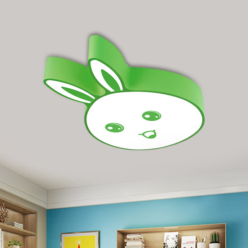 Pink/Yellow/Blue Rabbit Head Lighting Fixture Kids Metallic Flushmount Ceiling Lamp with Acrylic Shade Green Clearhalo 'Ceiling Lights' 'Close To Ceiling Lights' 'Close to ceiling' 'Flush mount' Lighting' 1865493