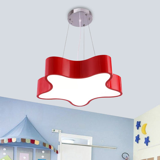 Kids LED Pendant Light Kit with Acrylic Shade Red/Yellow/Blue Star Hanging Chandelier for Bedroom Clearhalo 'Ceiling Lights' 'Chandeliers' Lighting' options 1865506