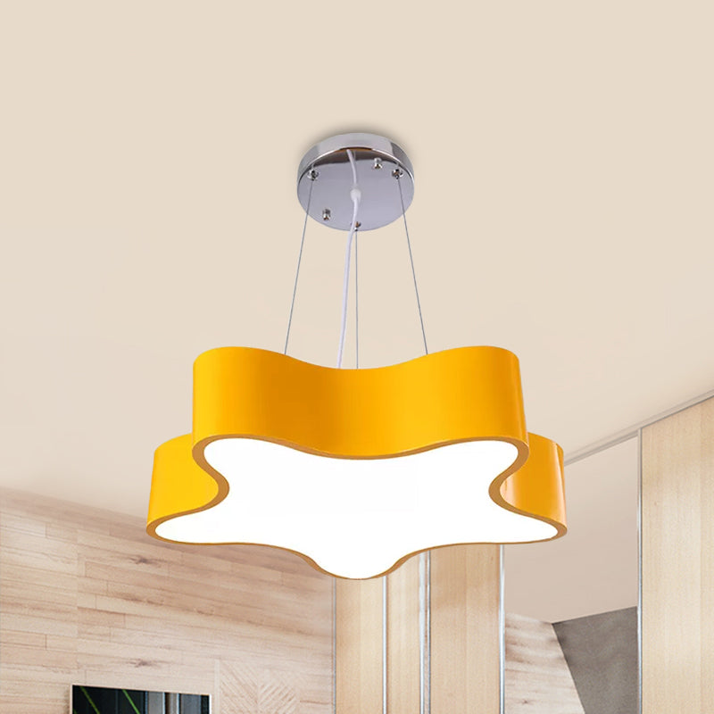 Kids LED Pendant Light Kit with Acrylic Shade Red/Yellow/Blue Star Hanging Chandelier for Bedroom Yellow Clearhalo 'Ceiling Lights' 'Chandeliers' Lighting' options 1865509_c4c9b0eb-4d57-446f-8274-a9d726b3d106