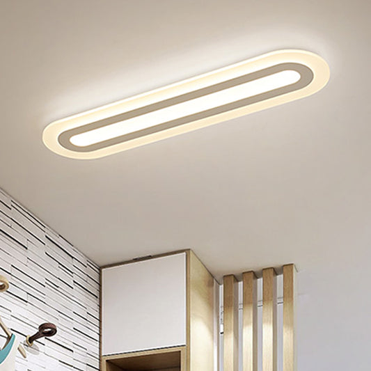 Acrylic Oval LED Flush Mount Light Simplicity White Ceiling Lighting in Warm/White Light for Corridor Clearhalo 'Ceiling Lights' 'Close To Ceiling Lights' 'Close to ceiling' 'Flush mount' Lighting' 1865518