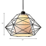 Black/Gold Diamond Ceiling Lamp 1 Light Modern Wire Caged Hanging Light for Dining Room Clearhalo 'Ceiling Lights' 'Modern Pendants' 'Modern' 'Pendant Lights' 'Pendants' Lighting' 186551