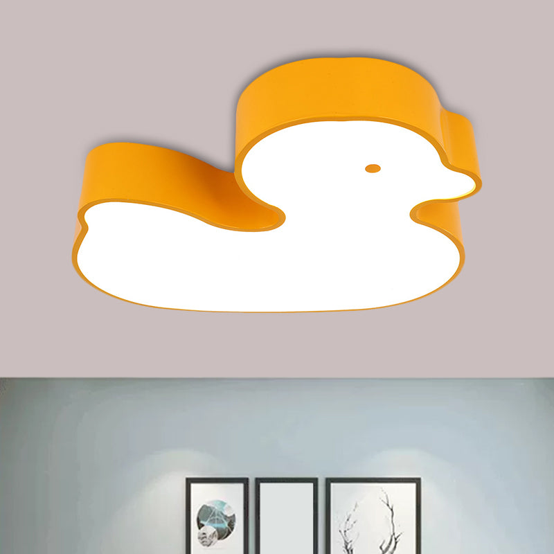 Little Duck Flush Mount Lamp Children Style Acrylic Red/Yellow/Blue LED Close to Ceiling Lighting Fixture Yellow Clearhalo 'Ceiling Lights' 'Close To Ceiling Lights' 'Close to ceiling' 'Flush mount' Lighting' 1865525