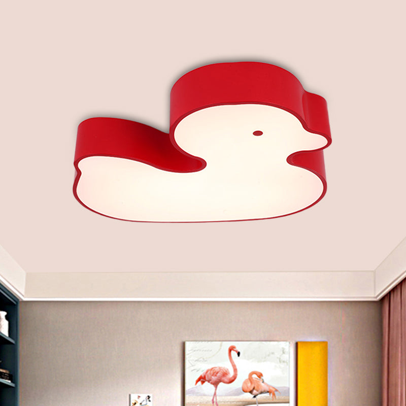 Little Duck Flush Mount Lamp Children Style Acrylic Red/Yellow/Blue LED Close to Ceiling Lighting Fixture Red Clearhalo 'Ceiling Lights' 'Close To Ceiling Lights' 'Close to ceiling' 'Flush mount' Lighting' 1865529