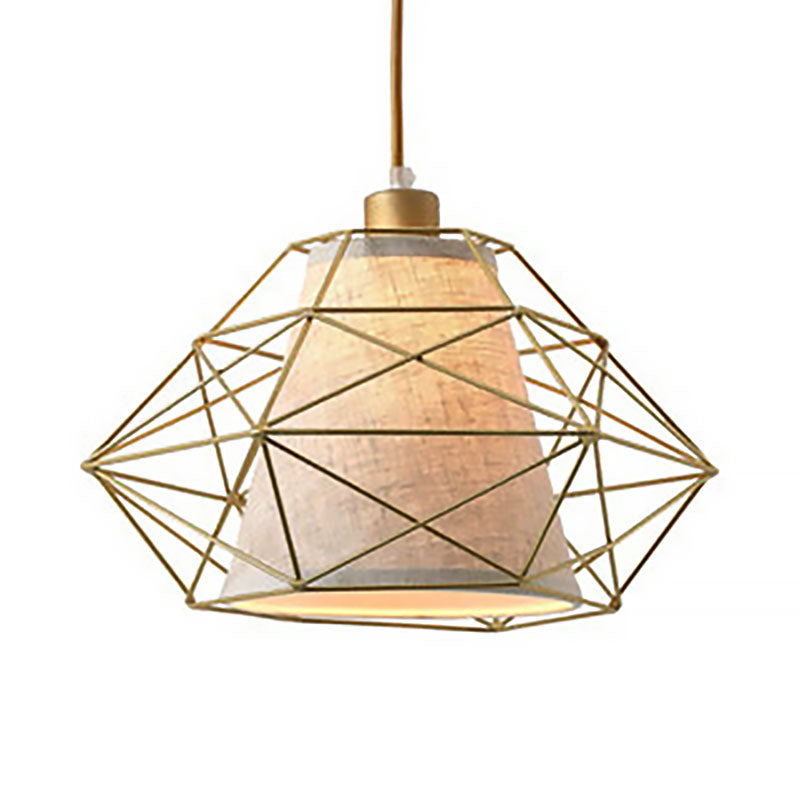 Black/Gold Diamond Ceiling Lamp 1 Light Modern Wire Caged Hanging Light for Dining Room Clearhalo 'Ceiling Lights' 'Modern Pendants' 'Modern' 'Pendant Lights' 'Pendants' Lighting' 186553