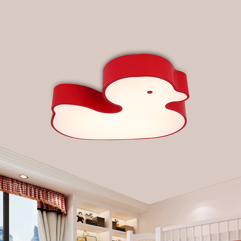 Little Duck Flush Mount Lamp Children Style Acrylic Red/Yellow/Blue LED Close to Ceiling Lighting Fixture Clearhalo 'Ceiling Lights' 'Close To Ceiling Lights' 'Close to ceiling' 'Flush mount' Lighting' 1865530