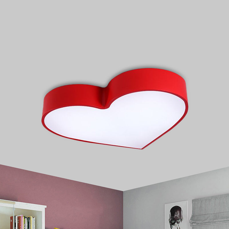 Loving Heart Acrylic LED Flushmount Lighting Children Red/Pink/Yellow Close to Ceiling Lighting Fixture Red Clearhalo 'Ceiling Lights' 'Close To Ceiling Lights' 'Close to ceiling' 'Flush mount' Lighting' 1865545