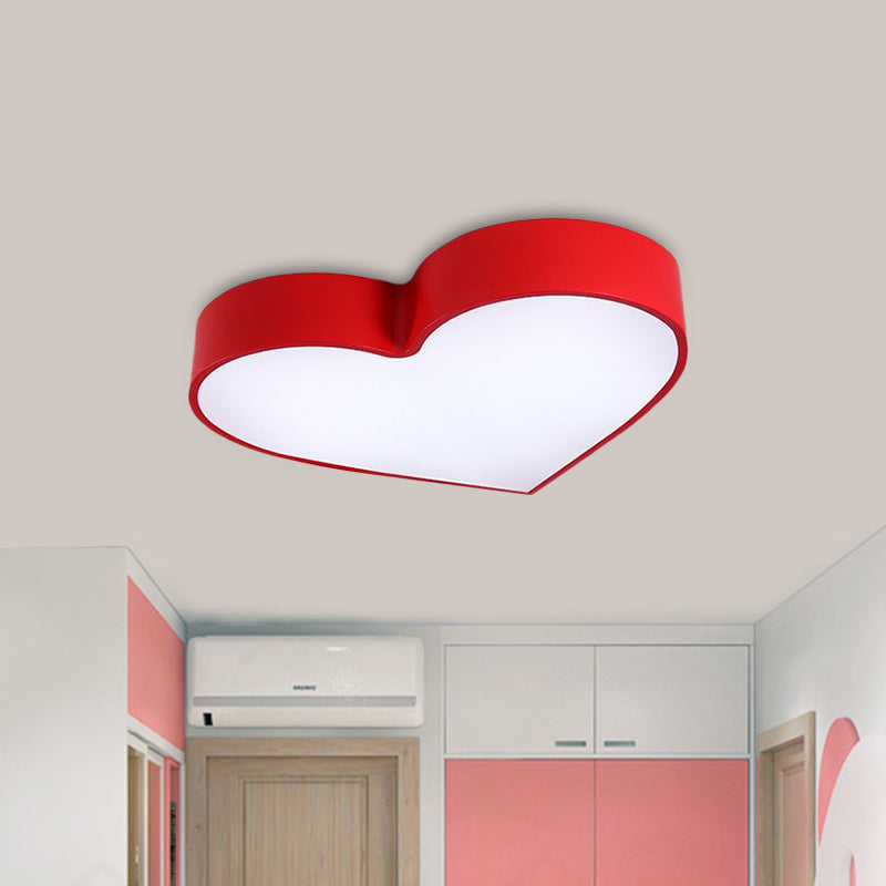 Loving Heart Acrylic LED Flushmount Lighting Children Red/Pink/Yellow Close to Ceiling Lighting Fixture Clearhalo 'Ceiling Lights' 'Close To Ceiling Lights' 'Close to ceiling' 'Flush mount' Lighting' 1865546