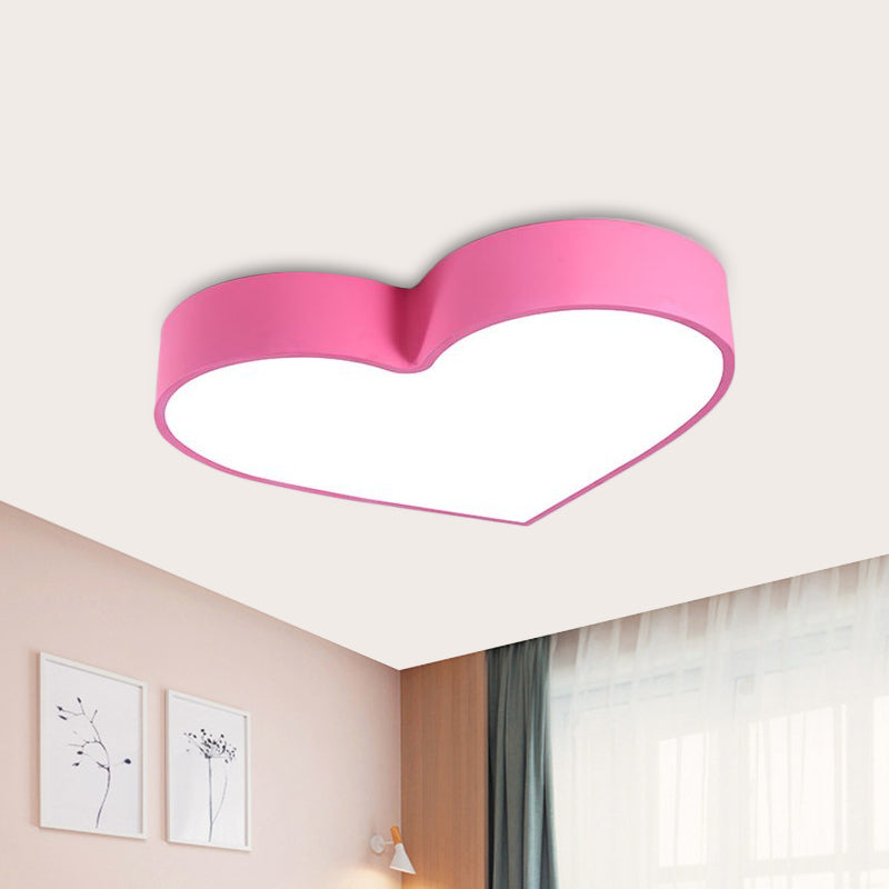 Loving Heart Acrylic LED Flushmount Lighting Children Red/Pink/Yellow Close to Ceiling Lighting Fixture Pink Clearhalo 'Ceiling Lights' 'Close To Ceiling Lights' 'Close to ceiling' 'Flush mount' Lighting' 1865549